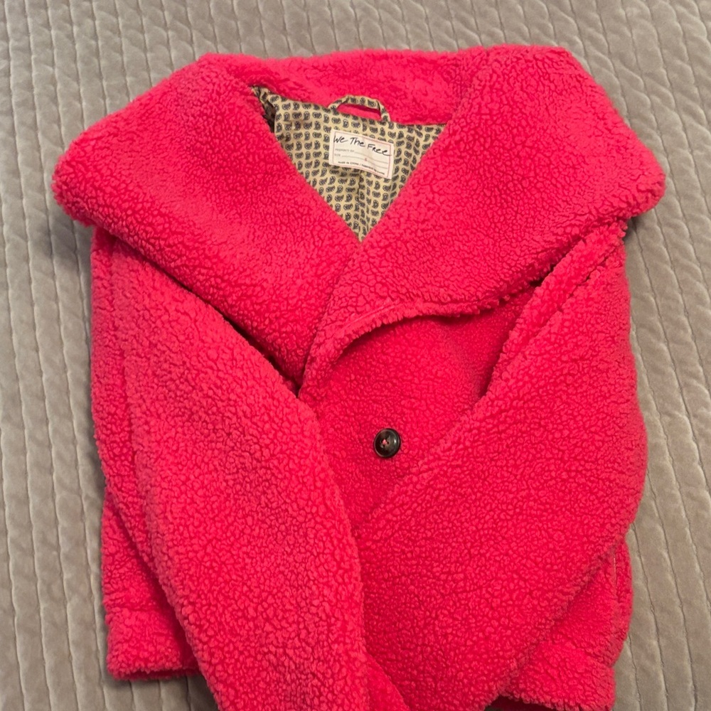 Free People Pink Teddy Jacket